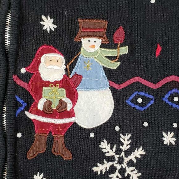 Vintage Erika Womens Sweater Vest Size Large L Snowman Christmas Full Zip - Picture 5 of 12